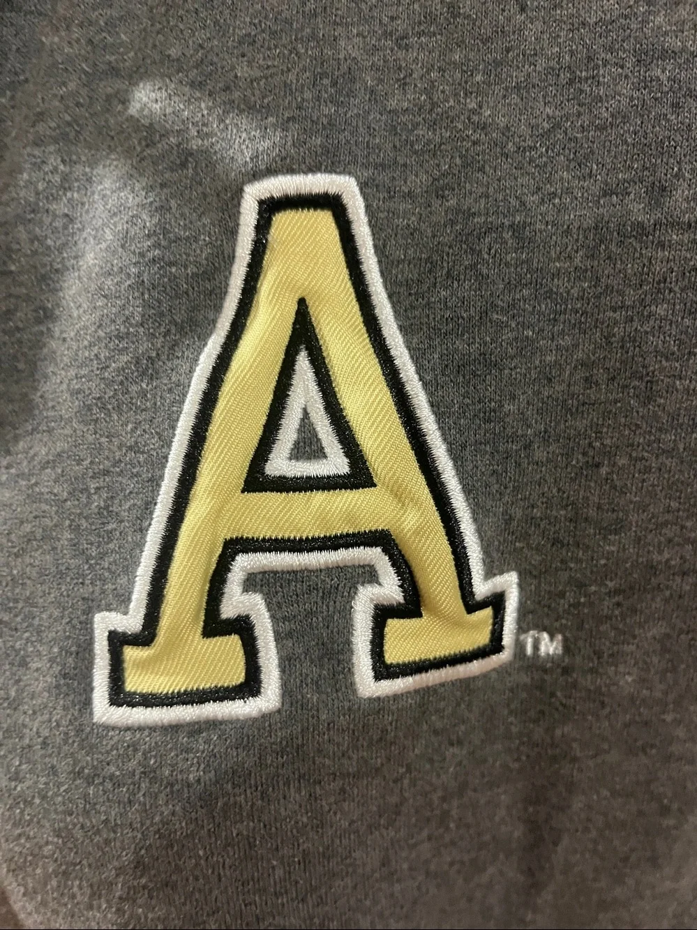 Stadium Athletics Gray Quarter-Zip Pullover with Yellow Trim 'A' Patch